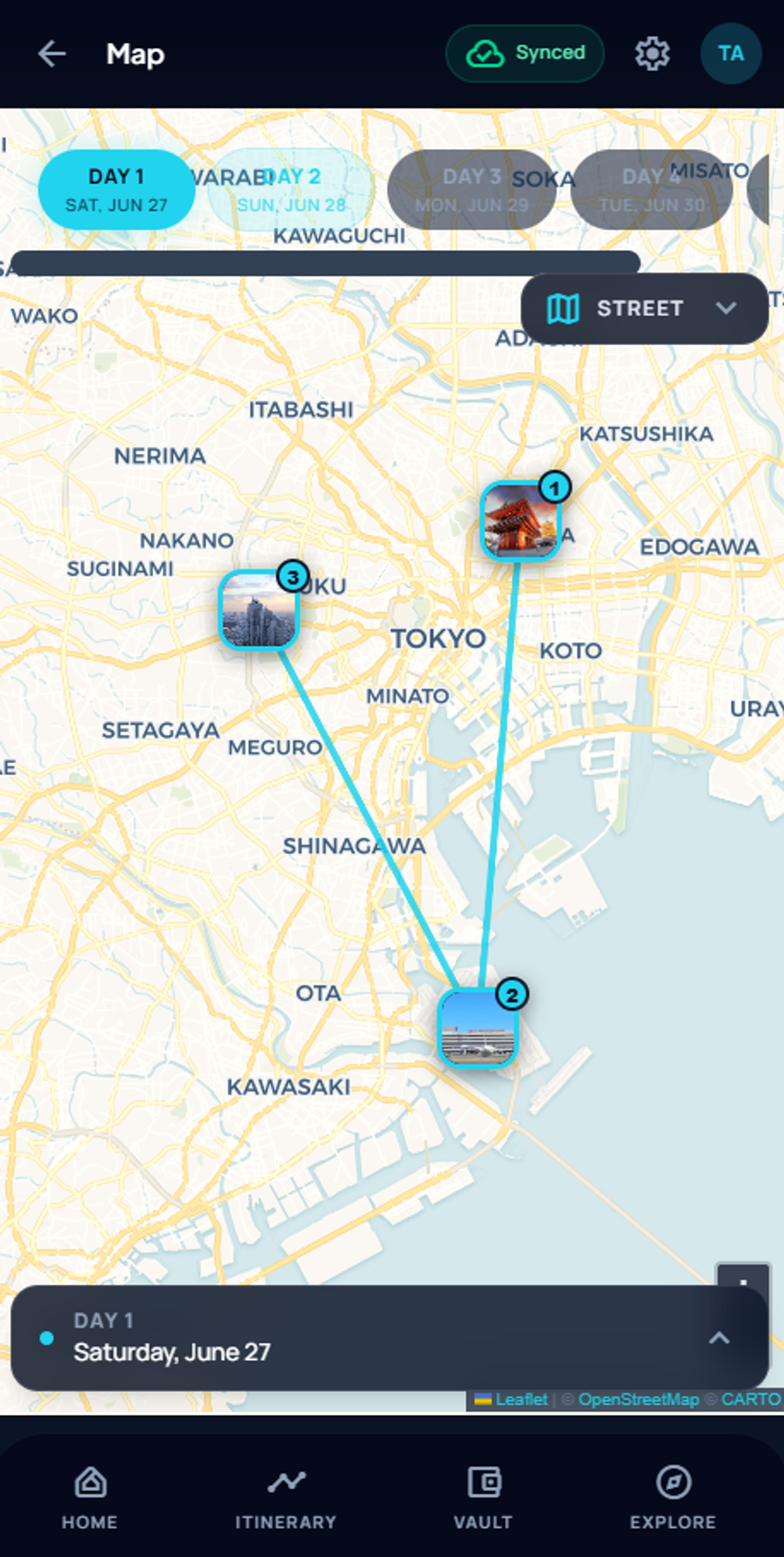 See the whole trip on the map